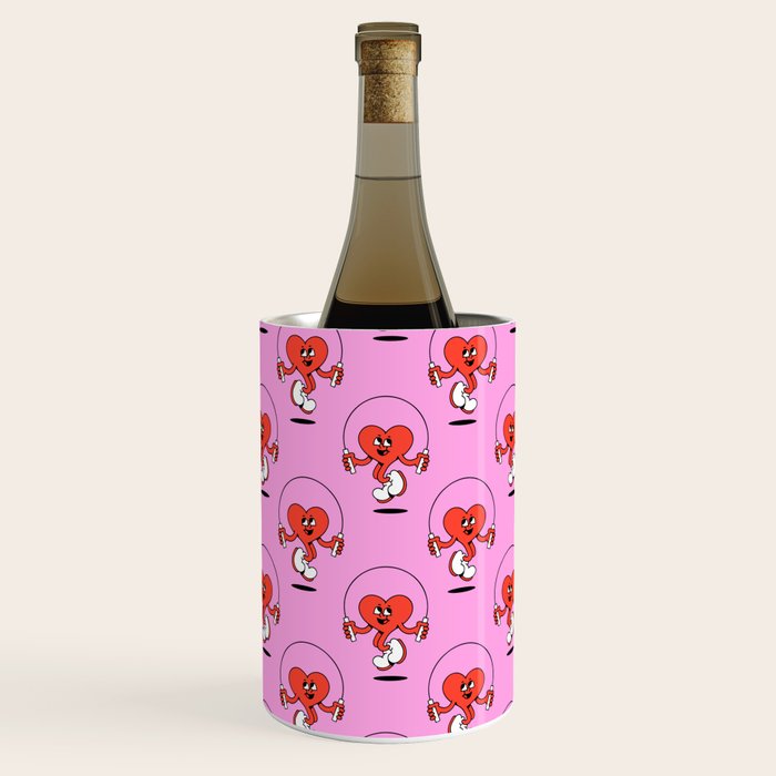 Retro love heart cartoon character pattern Wine Chiller Gallery Image 1