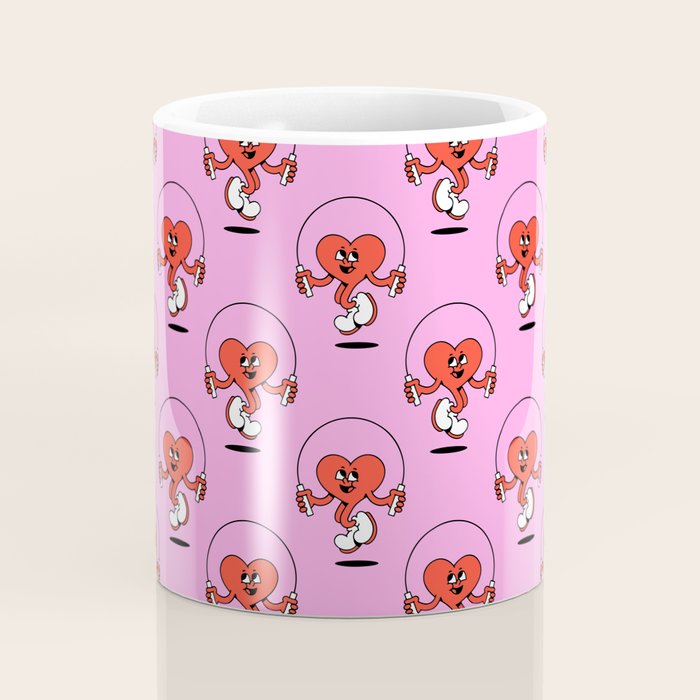 Retro love heart cartoon character pattern Coffee Mug Gallery Image 4