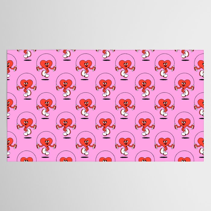 Retro love heart cartoon character pattern Tablecloth Gallery Image 2