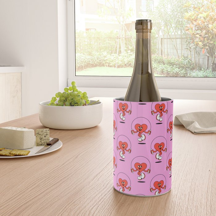 Retro love heart cartoon character pattern Wine Chiller Gallery Image 4