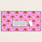 Retro love heart cartoon character pattern Desk Mat Gallery Image 1
