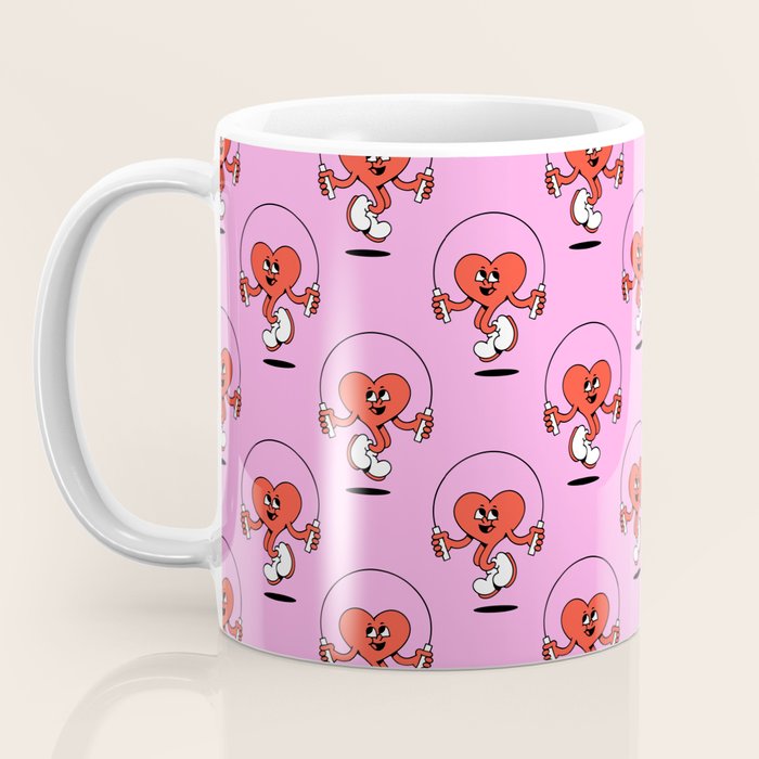 Retro love heart cartoon character pattern Coffee Mug Gallery Image 3