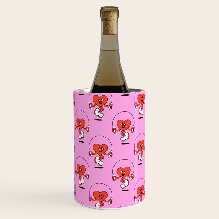 Retro love heart cartoon character pattern Wine Chiller Gallery Image 2