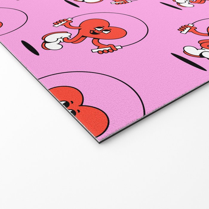 Retro love heart cartoon character pattern Welcome Mat Gallery Image 2