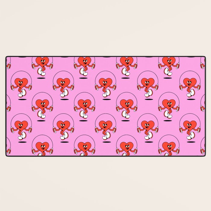 Retro love heart cartoon character pattern Desk Mat Gallery Image 3