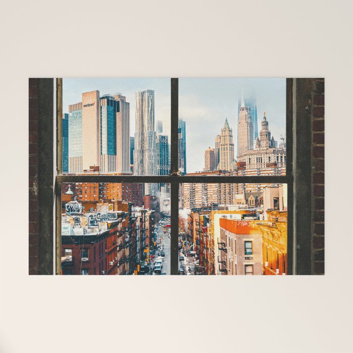 New York City Window | Colorful Street and Skyline | NYC Welcome Mat Gallery Image 1