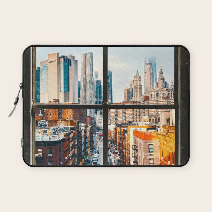 New York City Window | Colorful Street and Skyline | NYC Laptop Sleeve Gallery Image 1