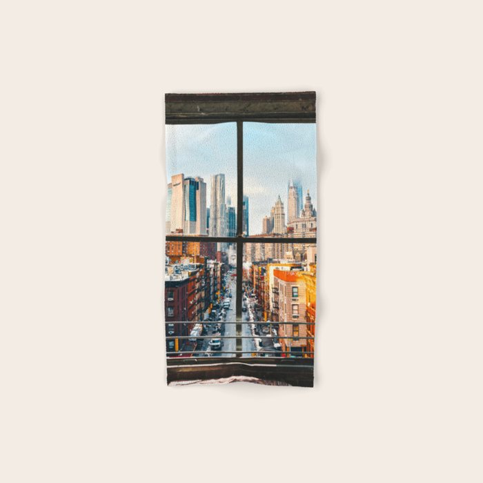New York City Window | Colorful Street and Skyline | NYC Bath Towel Gallery Image 1