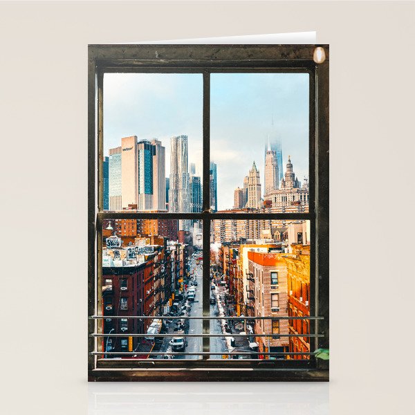 New York City Window | Colorful Street and Skyline | NYC Stationery Card Gallery Image 1