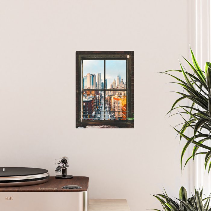 New York City Window | Colorful Street and Skyline | NYC Poster Gallery Image 2