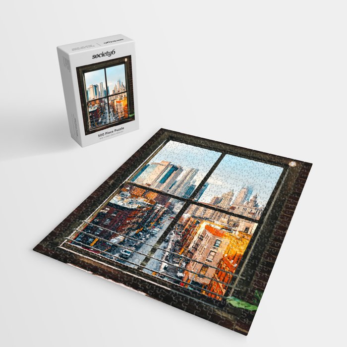 New York City Window | Colorful Street and Skyline | NYC Jigsaw Puzzle Gallery Image 2