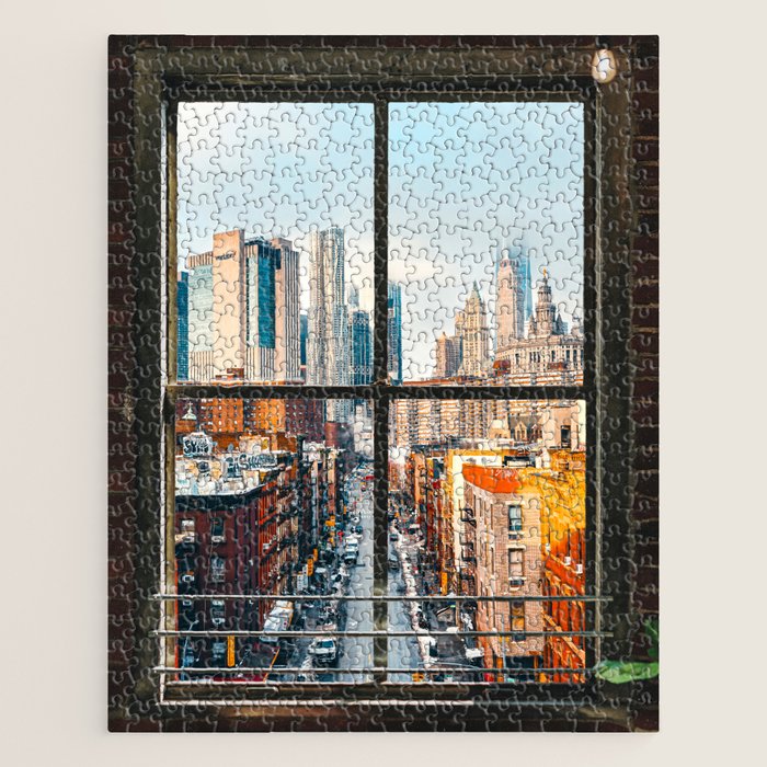 New York City Window | Colorful Street and Skyline | NYC Jigsaw Puzzle Gallery Image 1