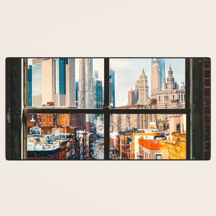 New York City Window | Colorful Street and Skyline | NYC Desk Mat Gallery Image 3