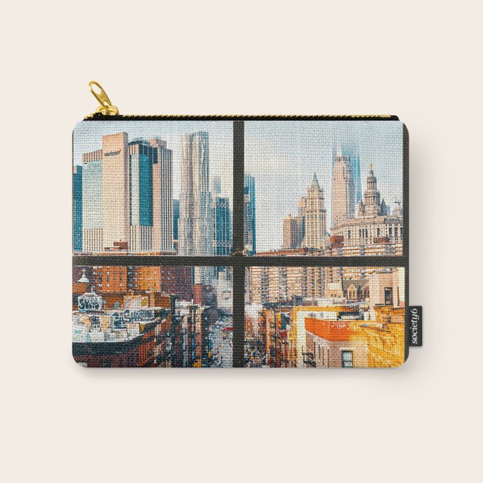 New York City Window | Colorful Street and Skyline | NYC Carry All Pouch Gallery Image 1