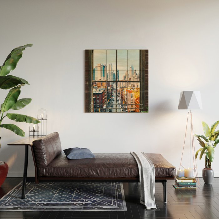 New York City Window | Colorful Street and Skyline | NYC Wood Wall Art Gallery Image 2