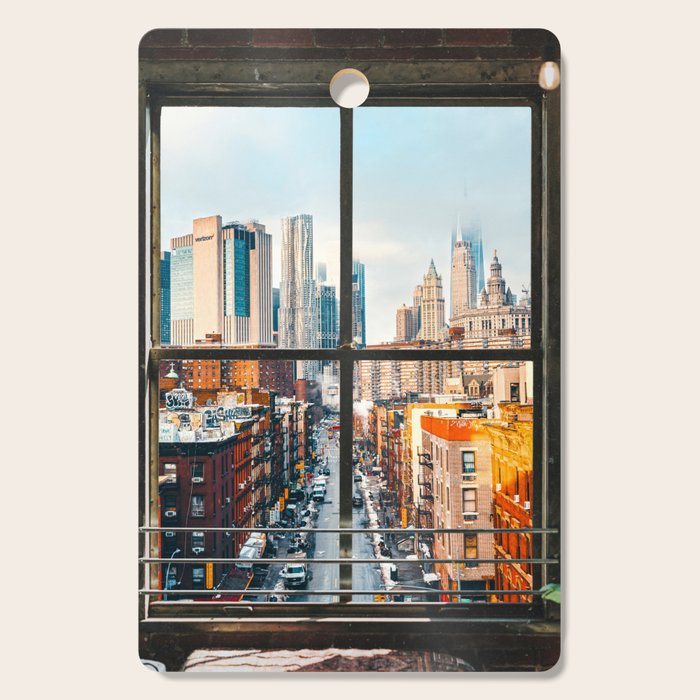 New York City Window | Colorful Street and Skyline | NYC Cutting Board Gallery Image 1