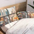 New York City Window | Colorful Street and Skyline | NYC Pillow Sham Gallery Image 2