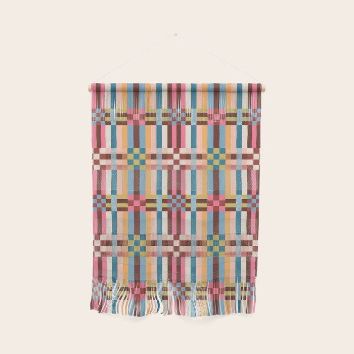 Woven Checks and Stripes Multicolored Wall Hanging Gallery Image 1