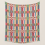 Woven Checks and Stripes Multicolored Wall Tapestry Gallery Image 4