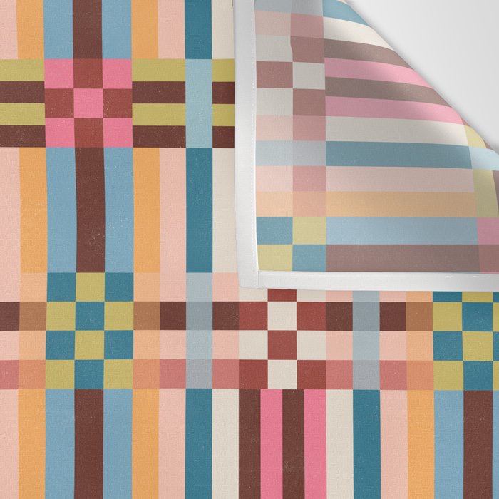 Woven Checks and Stripes Multicolored Wall Tapestry Gallery Image 3