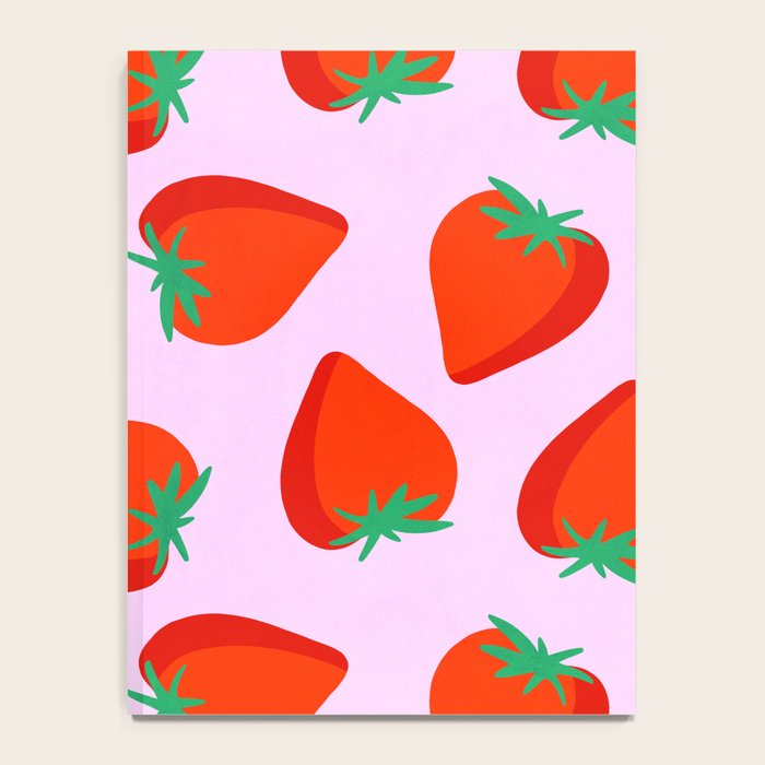 Bold and Vibrant Minimal Strawberry Pattern Pink Red Notebook Gallery Image 4