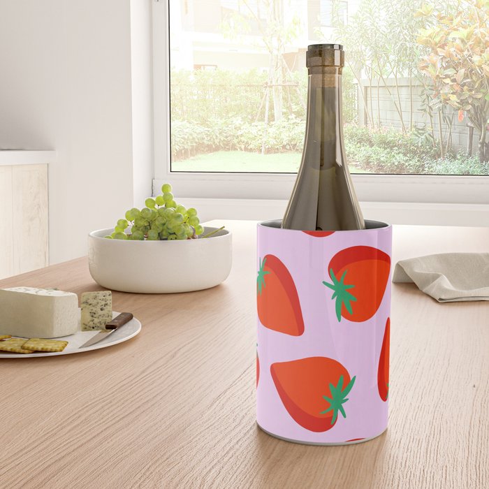 Bold and Vibrant Minimal Strawberry Pattern Pink Red Wine Chiller Gallery Image 4