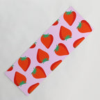 Bold and Vibrant Minimal Strawberry Pattern Pink Red Yoga Mat Gallery Image 1