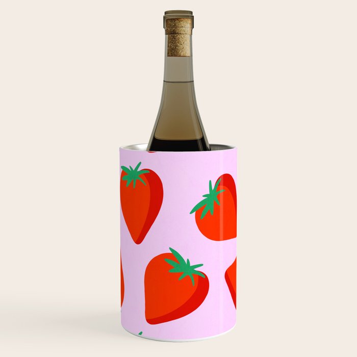 Bold and Vibrant Minimal Strawberry Pattern Pink Red Wine Chiller Gallery Image 2