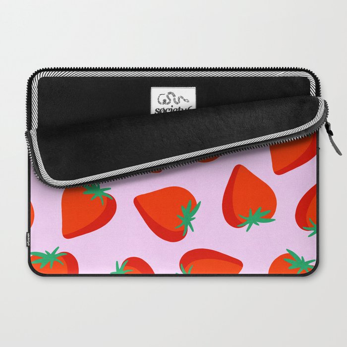 Bold and Vibrant Minimal Strawberry Pattern Pink Red Laptop Sleeve Gallery Image 2