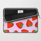 Bold and Vibrant Minimal Strawberry Pattern Pink Red Laptop Sleeve Gallery Image 2