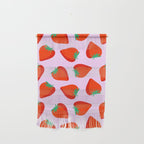Bold and Vibrant Minimal Strawberry Pattern Pink Red Wall Hanging Gallery Image 1