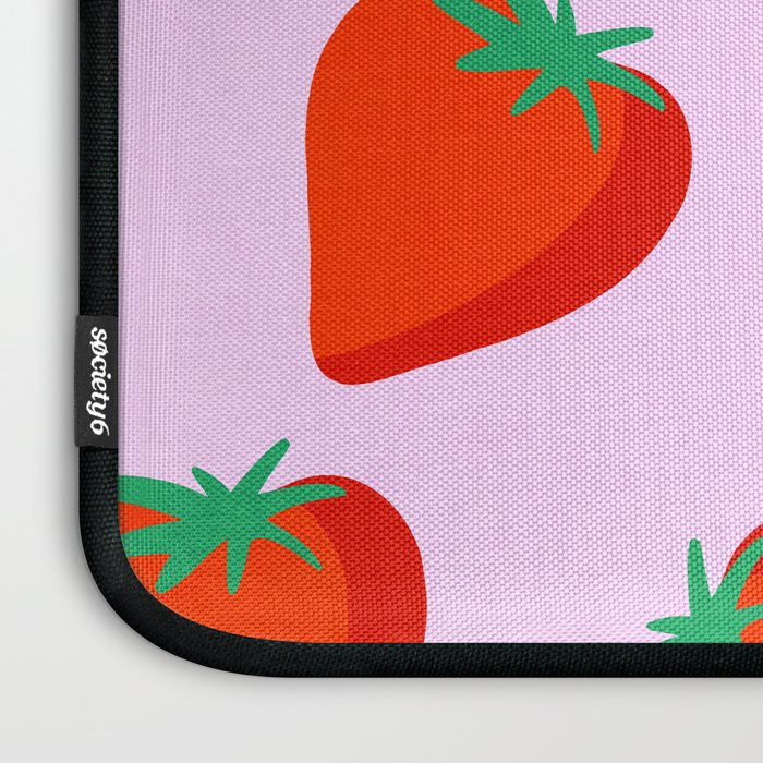 Bold and Vibrant Minimal Strawberry Pattern Pink Red Laptop Sleeve Gallery Image 3