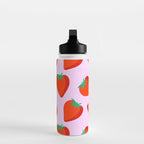 Bold and Vibrant Minimal Strawberry Pattern Pink Red Water Bottle Gallery Image 3