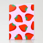 Bold and Vibrant Minimal Strawberry Pattern Pink Red Stationery Card Gallery Image 2