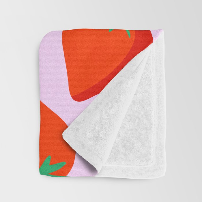 Bold and Vibrant Minimal Strawberry Pattern Pink Red Throw Blanket Gallery Image 3
