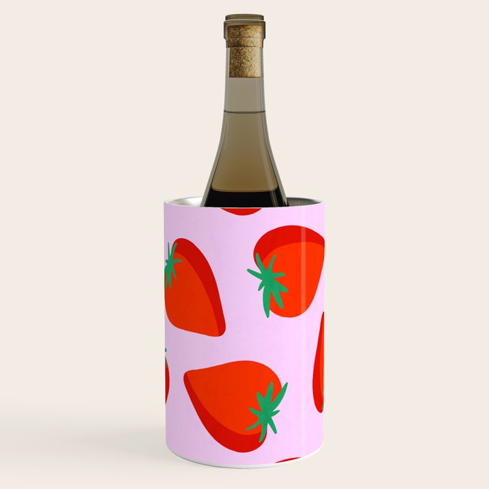 Bold and Vibrant Minimal Strawberry Pattern Pink Red Wine Chiller Gallery Image 1