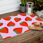 Bold and Vibrant Minimal Strawberry Pattern Pink Red Outdoor Rug Gallery Image 2