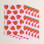 Bold and Vibrant Minimal Strawberry Pattern Pink Red Wrapping Paper Gallery Image 3