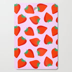 Bold and Vibrant Minimal Strawberry Pattern Pink Red Cutting Board Gallery Image 1