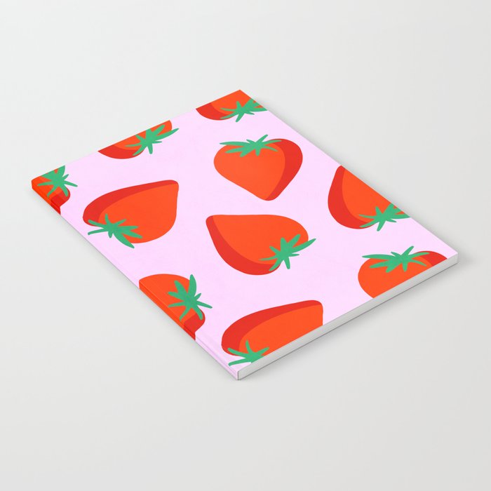 Bold and Vibrant Minimal Strawberry Pattern Pink Red Notebook Gallery Image 2
