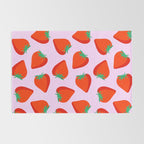 Bold and Vibrant Minimal Strawberry Pattern Pink Red Rug Gallery Image 2