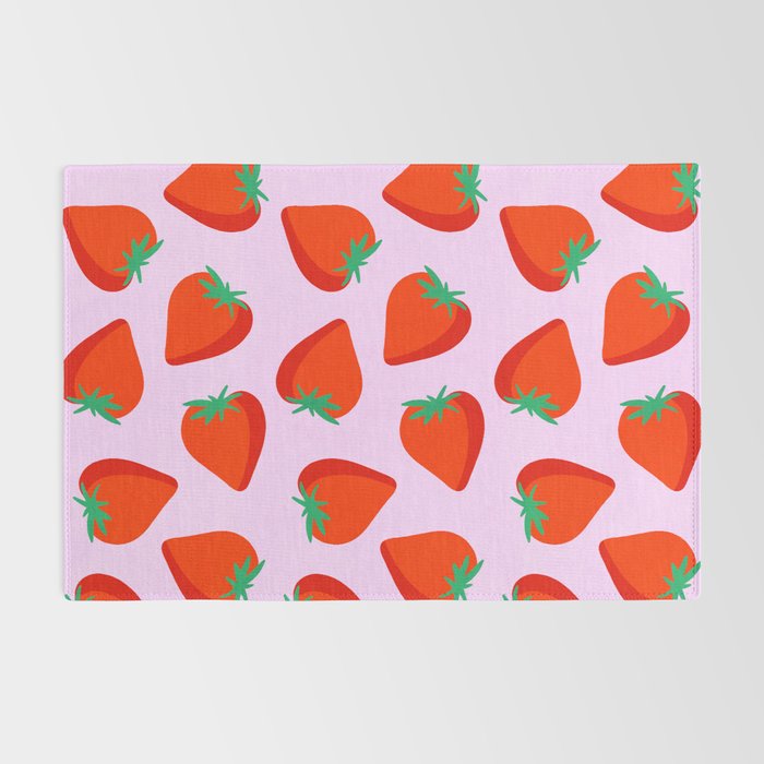 Bold and Vibrant Minimal Strawberry Pattern Pink Red Rug Gallery Image 2
