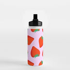 Bold and Vibrant Minimal Strawberry Pattern Pink Red Water Bottle Gallery Image 2