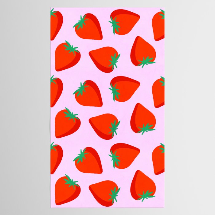 Bold and Vibrant Minimal Strawberry Pattern Pink Red Tablecloth Gallery Image 2