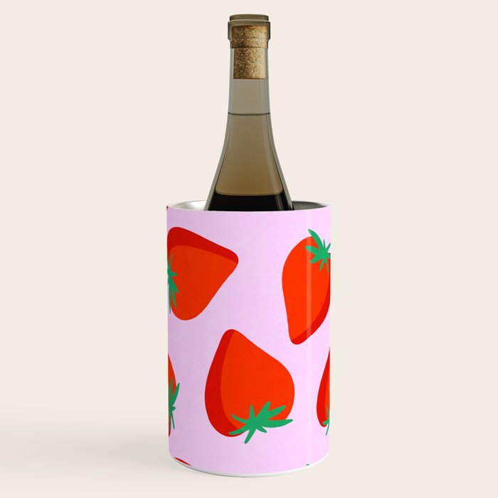Bold and Vibrant Minimal Strawberry Pattern Pink Red Wine Chiller Gallery Image 3