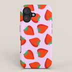 Bold and Vibrant Minimal Strawberry Pattern Pink Red iPhone Case Gallery Image 1