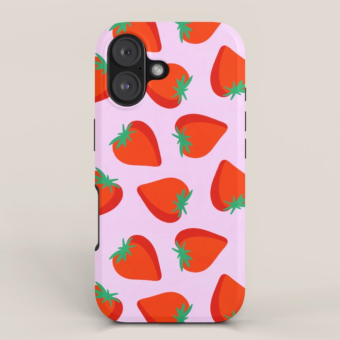 Bold and Vibrant Minimal Strawberry Pattern Pink Red iPhone Case Gallery Image 1