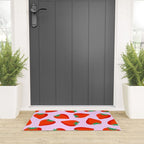 Bold and Vibrant Minimal Strawberry Pattern Pink Red Welcome Mat Gallery Image 3