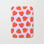 Bold and Vibrant Minimal Strawberry Pattern Pink Red Bath Mat Gallery Image 1