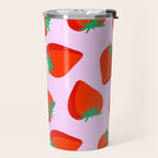 Bold and Vibrant Minimal Strawberry Pattern Pink Red Travel Mug Gallery Image 2